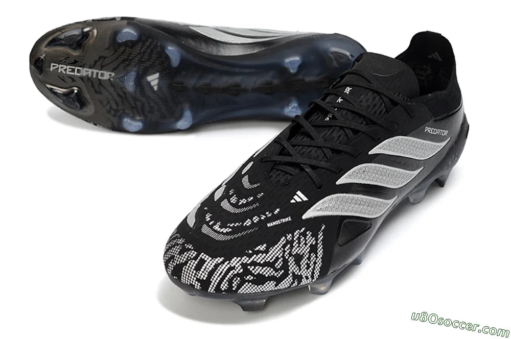 ADIDAS PREDATOR 26 ELITE FG Firm Ground Soccer Cleats - Black/Silver Shade/White Accent
