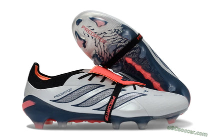 ADIDAS PREDATOR 26 ELITE Fold-Over Tongue FG Soccer Cleats - White/Midnight Blue/Flame Orange