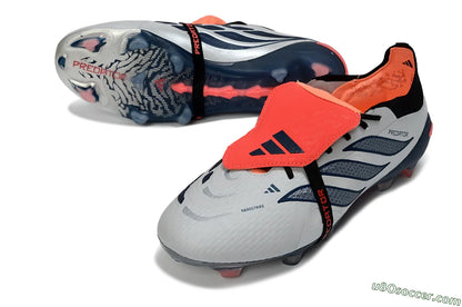 ADIDAS PREDATOR 26 ELITE Fold-Over Tongue FG Soccer Cleats - White/Midnight Blue/Flame Orange