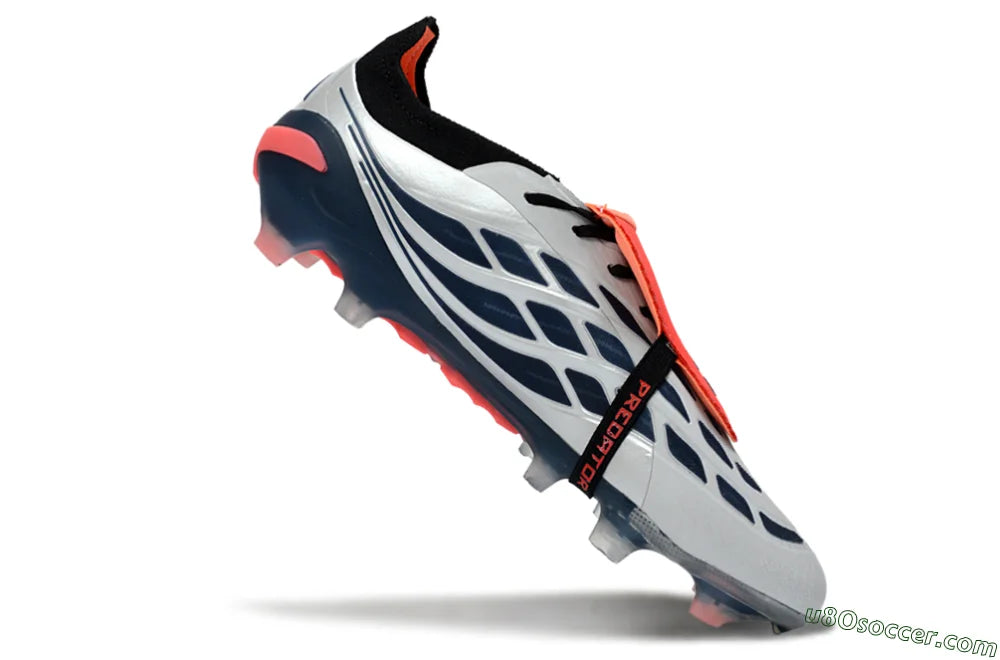 ADIDAS PREDATOR 26 ELITE Fold-Over Tongue FG Soccer Cleats - White/Midnight Blue/Flame Orange